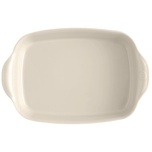 Rechteckige, beige Emile Henry Gratinform aus Keramik, 42x27 cm.