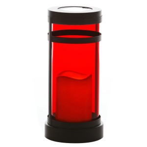 Rote LED Solar Grablampe Arimo Flower Power für den Außenbereich.