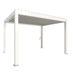 Pergola Biohort bianca 4x3 m: Copertura moderna per terrazzi con lamelle.