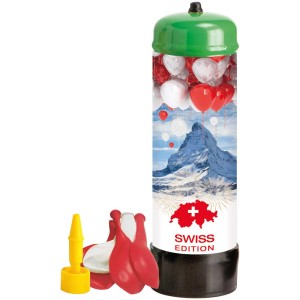 Set elio Swiss Edition con palloncini rossi e bianchi per feste.