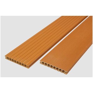Lames de terrasse WPC beige Bangkirai, surface rainurée, 21x145 mm.