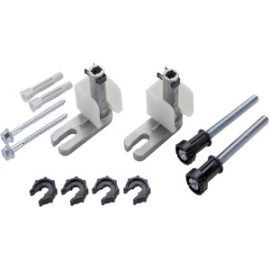 Kit Geberit Duofix per installazione a parete con materiale di fissaggio.