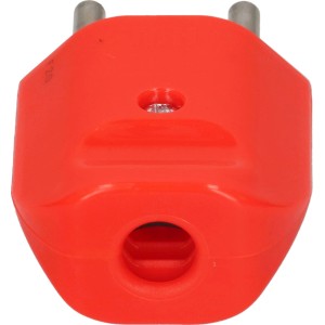 Orange Max Hauri Stecker T12, 3-polig. Robuster Zwischenstecker aus PC mit Metallstiften.