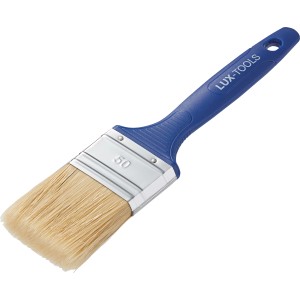 Pennello piatto LUX per vernici, larghezza 50 mm, con manico in plastica blu e setole sintetiche.