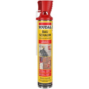 Soudal PU-Montageschaum B3, bomboletta da 750ml, rosso/giallo, per montaggio e riempimento cavità.