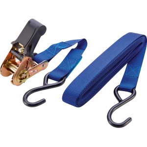 Sangles d'arrimage bleues avec fermeture à cliquet, lot de 4, pour sécuriser le chargement.