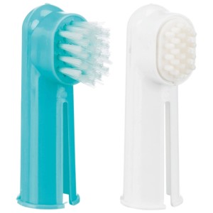 Set spazzolini Trixie per cani e gatti, 2 accessori per dita: spazzolino e spazzola massaggiante.