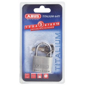 Abus Titalium Hangschloss, 40mm breit, mit zwei Schlüsseln in Verpackung.