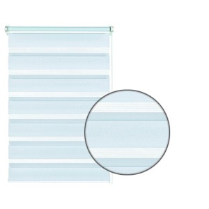 Store double Gardinia EasyFix, 60x150 cm, blanc, avec rayures horizontales pour le contrôle de la lumière.