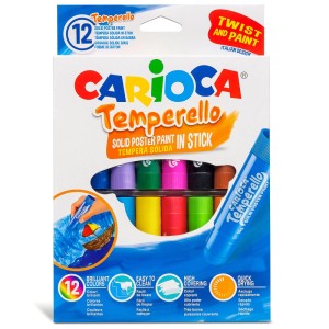 Carioca Temperello Farbstifte, 12 Stück, verschiedene Farben im Karton.