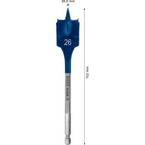 Bosch Flachfräsbohrer Expert Self Cut Speed, Ø 26 mm, blau-silber, 152 mm lang.