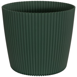 Vaso da fiori Geli Milly verde scuro con design a coste, ideale per piante da interno.