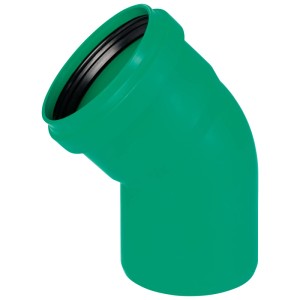 Coude de tuyau d'égout vert mai 45° DN 110 pour systèmes d'eaux usées.