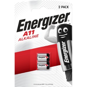 Confezione da 2 di pile speciali alcaline Energizer A11, pile a bottone da 6V per dispositivi elettronici.