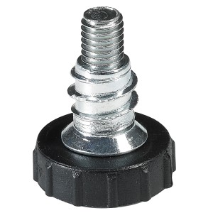 Vite di regolazione altezza Hettich M6, zincata, con manicotto in plastica nera. Accessorio per mobili.