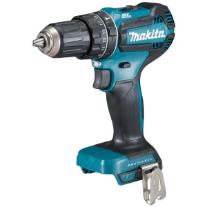 Avvitatore a percussione a batteria Makita DHP485ZJ senza batteria, blu e nero. Trapano avvitatore compatto con luce LED.