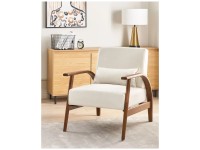 Beliani Fauteuil  Skara simili cuir blanc crème