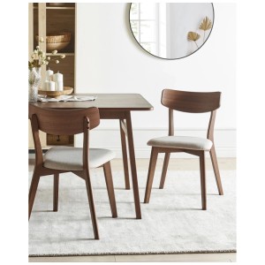 Beliani Esszimmerstühle Hope, 2er-Set, Gummibaumholz hellbeige, Polsterstühle.
