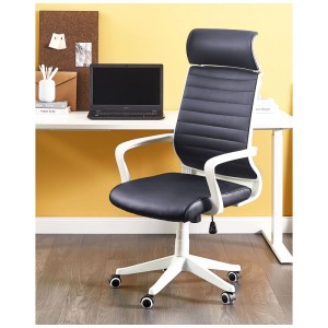 Sedia da ufficio Beliani Leader nera in similpelle con struttura bianca.