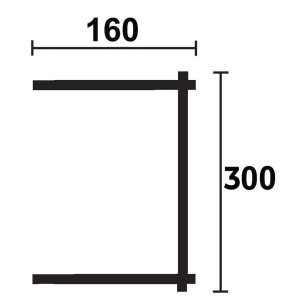 Schéma cabanon de jardin Alpholz 28-A, dimensions : 160x300cm, bois brut.