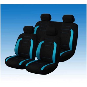 Set coprisedili 14 pezzi nero-blu per interni auto.