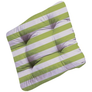 Cuscino per sedia Doppler Living a righe verde-bianco, 38x38cm, ideale per sedie da giardino.
