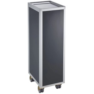 Carrello aereo Diaqua Swissair antracite con robusto profilo in alluminio e ruote, scaffale bagno versatile.