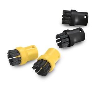 Kit de brosses rondes Kärcher pour nettoyeur vapeur, jaune et noir.