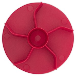 Roter Brötchenstempel aus Kunststoff für Salzsemmeln, Ø 7,5 cm.