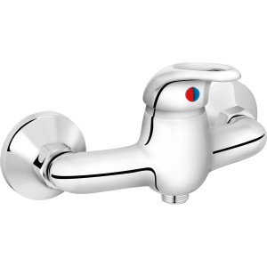 Mitigeur de douche chromé baliv DU-5010, mitigeur monocommande pour douche avec raccords en S et rosaces.