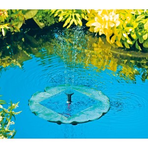 Set pompa solare per laghetto Heissner con giochi d'acqua, isola solare verde. Pompa per laghetto con ca. 150 l/h.