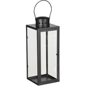 Lanterna nera Mica Decorations Arzilla in metallo e vetro, alta 34,5 cm.