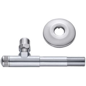Robinet d'équerre en laiton chromé, 3/8 pouce, 75 mm, pour la régulation de l'eau.