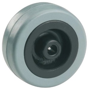 Roue de rechange Doerner + Helmer, Ø 5 cm, avec caoutchouc gris et jante en plastique noir.