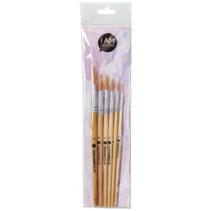 Set de pinceaux, 6 pinceaux ronds et pointus de différentes tailles.