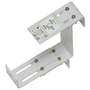 Support de jardinière balcon OBI en acier blanc réglable.