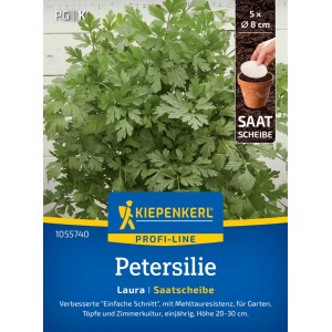 Kiepenkerl Petersilie Laura Saatscheibe, glattblättrig und mehltauresistent.