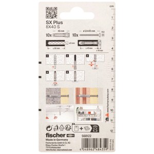 Fischer SX Plus 8x40 tasselli con viti, confezione da 10. Tassello universale per fissaggi sicuri.