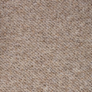 Gros plan : Moquette Kairo beige clair, en vente au mètre, à boucles.