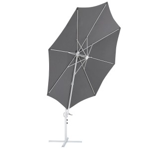Beliani Ampelschirm Savona II Stoff Dunkelgrau Ø 295 x 254 cm