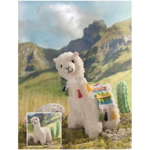 Kuscheliges Lama zum Selberstopfen, weiß mit bunten Details. Ideal zum Spielen und Dekorieren.