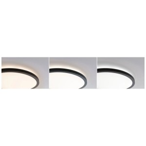 Panneau LED Paulmann Atria Shine, noir, Ø 30cm, avec couleurs de lumière réglables.