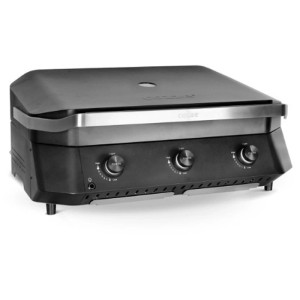 Barbecue a gas Cozze G-80 nero con coperchio e 3 bruciatori. Grill compatto per esterni.