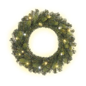 Ghirlanda Ketola abete artificiale 60 cm, verde, con luci bianche calde. Ideale per porte e pareti.