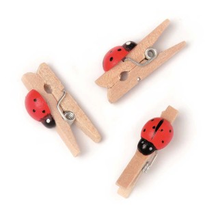 Mini pinces à linge coccinelles, 12 pièces, pour le bricolage et la décoration.