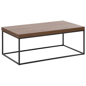 Table basse rectangulaire marron Beliani Delano avec cadre en métal noir.