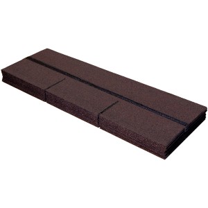 Bardeaux bitumés rectangulaires marron, adaptés aux abris de jardin et aux bâtiments résidentiels.