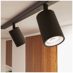 Spot noir Eglo EasyTrack GU10 sur rail d'éclairage pour un éclairage flexible.