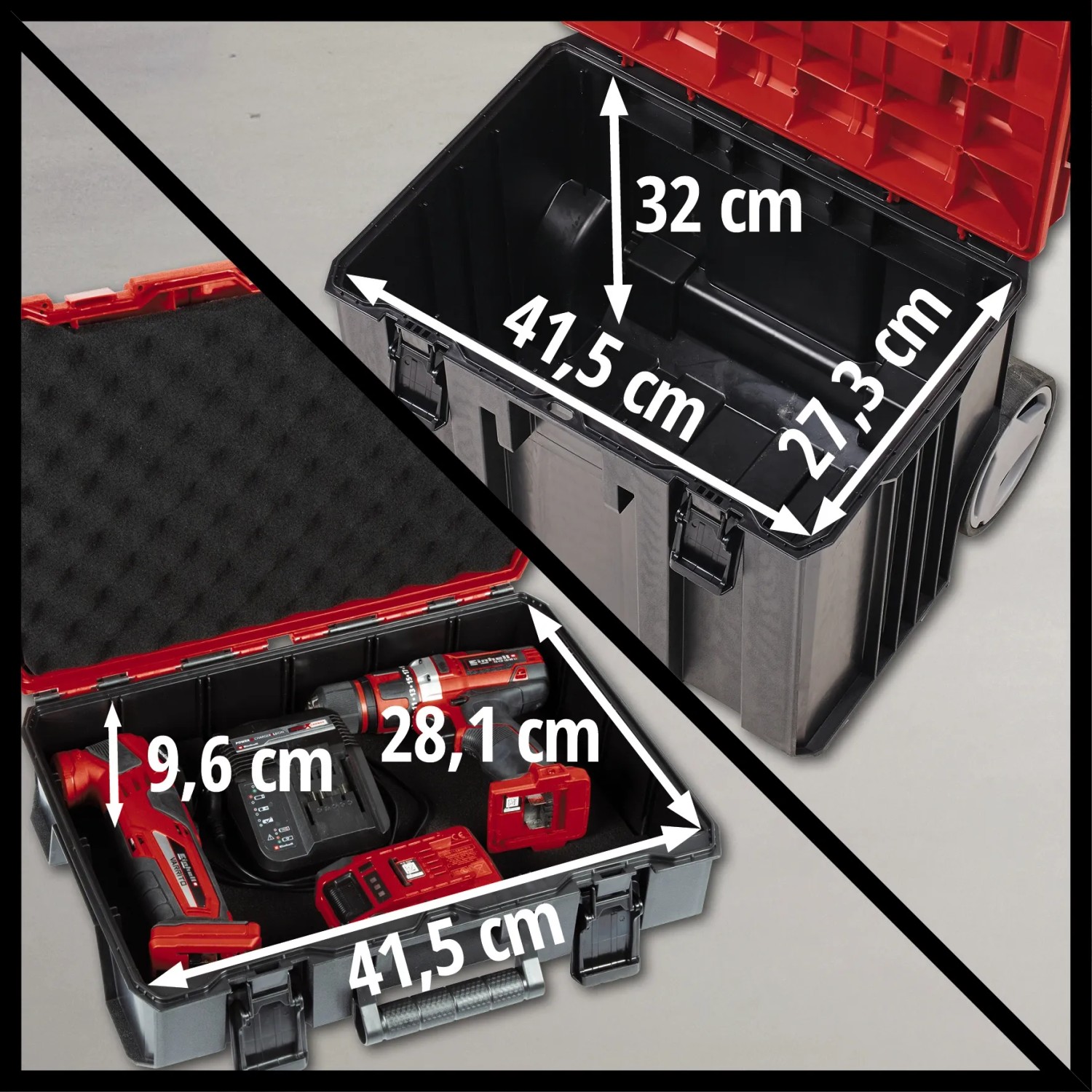Einhell Transportkoffer Set » E-Case Tower « Mit Rollen, bis 120 kg