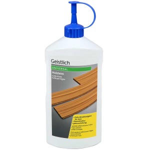 Colla per legno universale bianca 1,1 kg in dispenser con tappo blu.